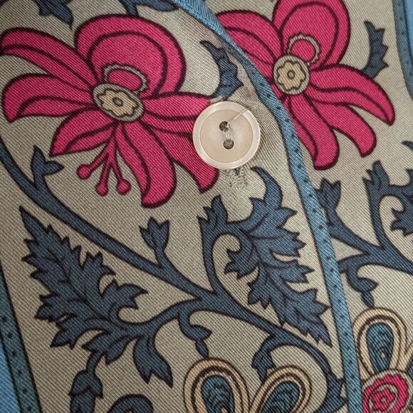 Plenty By Tracy Reese Size 6 100% Silk Blue Pink Floral Glamorous Blouse Career - Picture 12 of 15